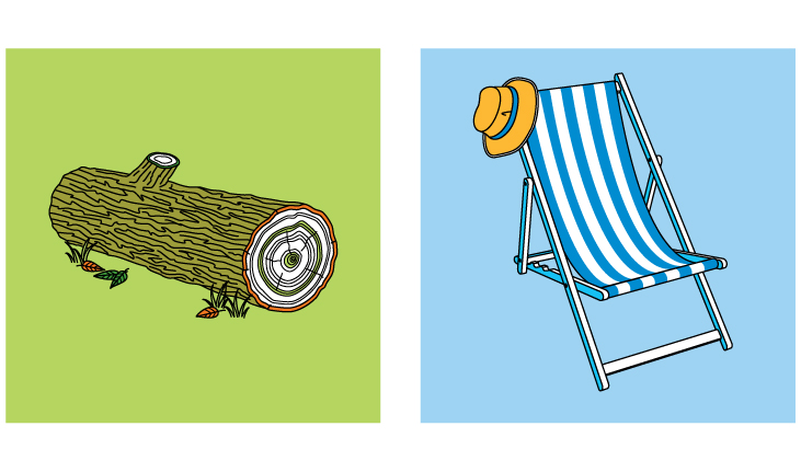 Tree trunk and Deck chair